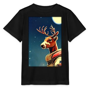 Reindeer Astronaut Future Sci-Fi Technology - Stanley/Stella MINI CREATOR Kids’ T-Shirt - black - Front - Mikhail (115cm)