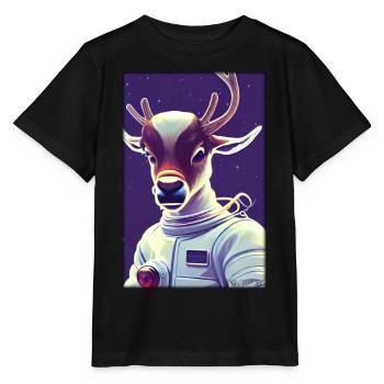 Reindeer Astronaut Future Sci-Fi Technology - Stanley/Stella MINI CREATOR Kids’ T-Shirt - black - Front - Mikhail (115cm)