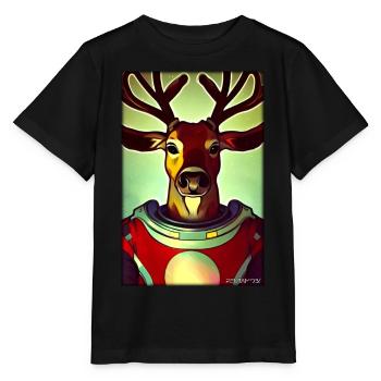 Reindeer Astronaut Future Sci-Fi Technology - Stanley/Stella MINI CREATOR Kids’ T-Shirt - black - Front - Mikhail (115cm)
