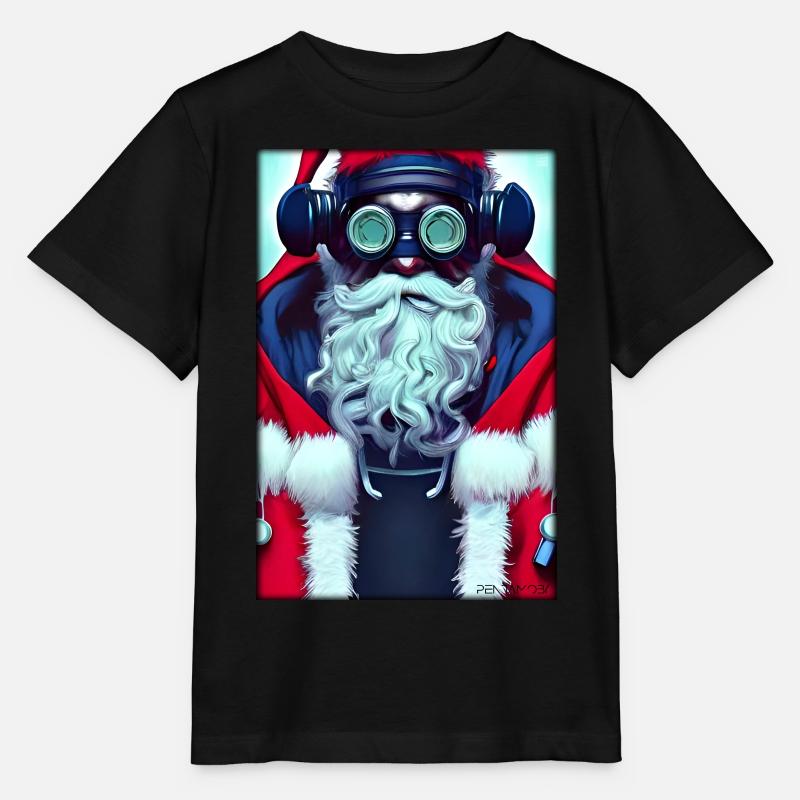 Père Noël Noël Future Cyber Neon Punk - T-shirt bio MINI CREATOR Stanley/Stella Enfant - noir