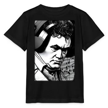 Ludwig van Beethoven DJ Headphones Music Party - Stanley/Stella MINI CREATOR Kids’ T-Shirt - black - Front - Mikhail (115cm)