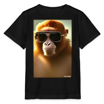 Lunettes de soleil de singe Wildlife Monkey Head Wildlife Zoo - T-shirt bio MINI CREATOR Stanley/Stella Enfant - noir - Devant - Mikhail (115cm)