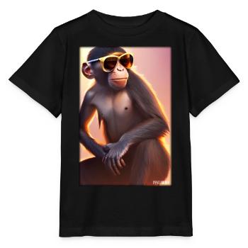 Lunettes de soleil de singe Wildlife Monkey Head Wildlife Zoo - T-shirt bio MINI CREATOR Stanley/Stella Enfant - noir - Devant - Mikhail (115cm)