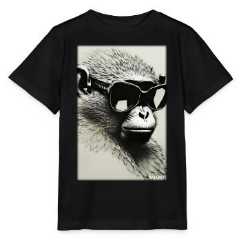 Lunettes de soleil de singe Wildlife Monkey Head Wildlife Zoo - T-shirt bio MINI CREATOR Stanley/Stella Enfant - noir - Devant - Mikhail (115cm)