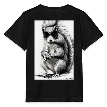 Squirrel Sunglasses Wildlife Forest Animal Forest - Stanley/Stella MINI CREATOR Kids’ T-Shirt - black - Front - Mikhail (115cm)