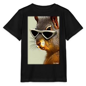 Squirrel Sunglasses Wildlife Forest Animal Forest - Stanley/Stella MINI CREATOR Kids’ T-Shirt - black - Front - Mikhail (115cm)