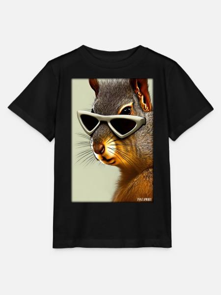 Eichhörnchen Sonnenbrille Wildtier Waldtier Wald - Stanley/Stella Kinder T-Shirt MINI CREATOR - Schwarz