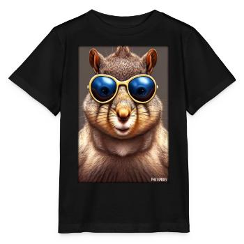 Squirrel Sunglasses Wildlife Forest Animal Forest - Stanley/Stella MINI CREATOR Kids’ T-Shirt - black - Front - Mikhail (115cm)