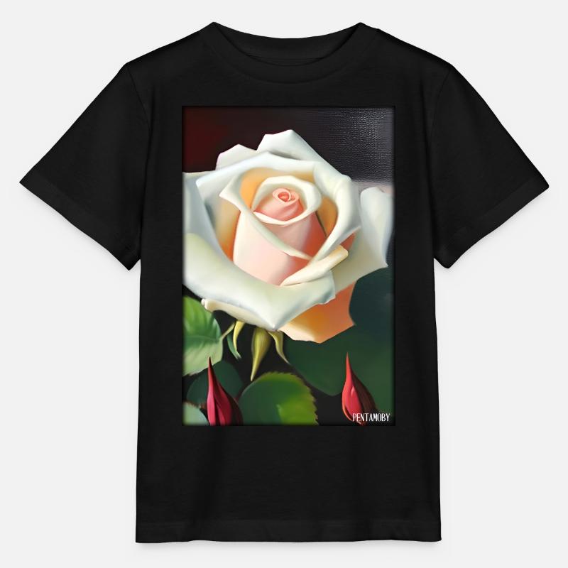 Rose Rose Fleur Spring Meadow Green - T-shirt bio MINI CREATOR Stanley/Stella Enfant - noir