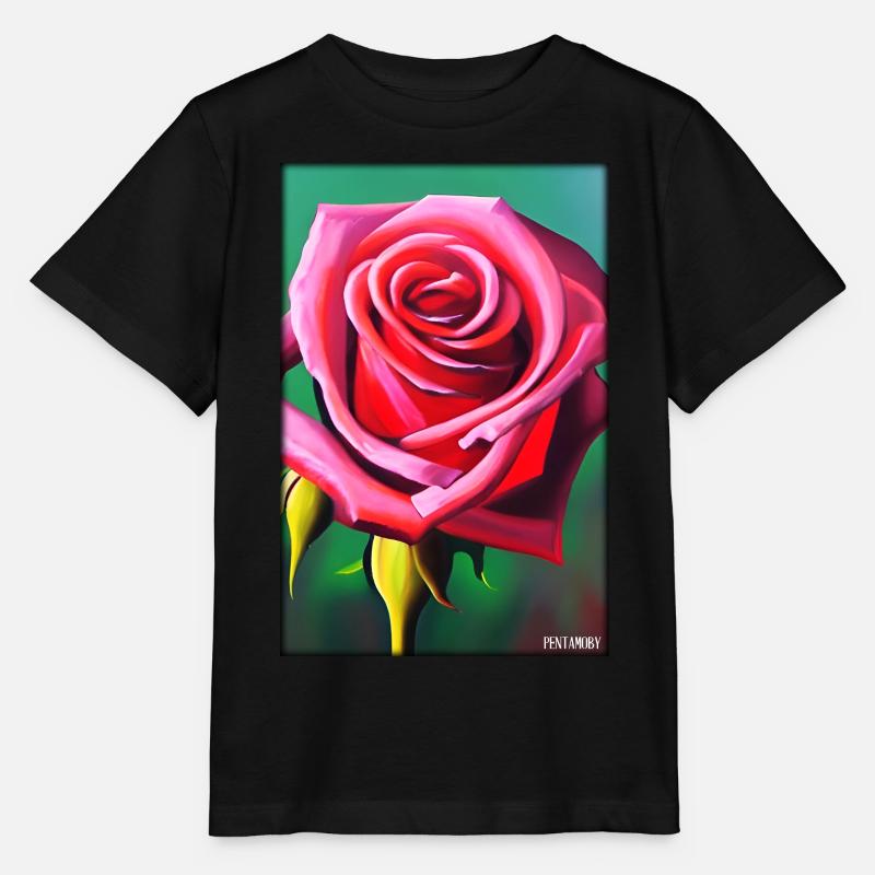 Rose Rose Fleur Spring Meadow Green - T-shirt bio MINI CREATOR Stanley/Stella Enfant - noir