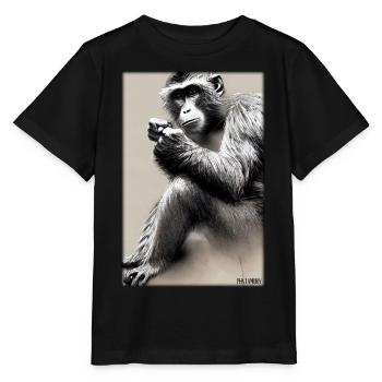 Monkey Wildlife Monkey Head Wildlife Zoo Safari Animals - Stanley/Stella MINI CREATOR Kids’ T-Shirt - black - Front - Mikhail (115cm)