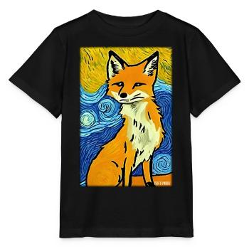 Fuchs Tierwelt Waldtier Tiere Wildnis - Stanley/Stella Kinder T-Shirt MINI CREATOR  - Schwarz - Vorne - Mikhail (115cm)