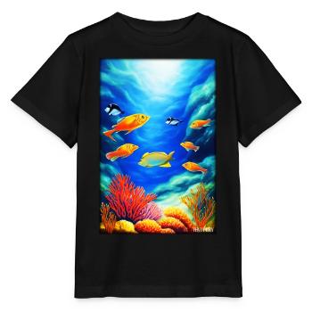 Meeresleben Unterwasserwelt Fische Meerestier See - Stanley/Stella Kinder T-Shirt MINI CREATOR  - Schwarz - Vorne - Mikhail (115cm)
