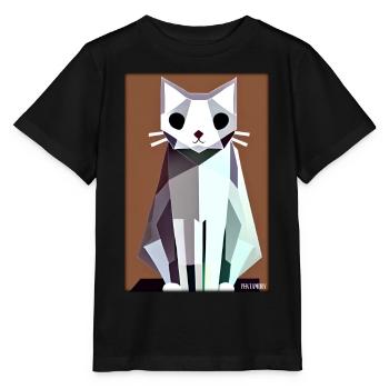 Katze Kater Polygon Tier Stubentiger Haustier - Stanley/Stella Kinder T-Shirt MINI CREATOR  - Schwarz - Vorne - Mikhail (115cm)