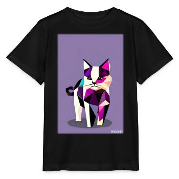 Katze Kater Polygon Tier Stubentiger Haustier - Stanley/Stella Kinder T-Shirt MINI CREATOR  - Schwarz - Vorne - Mikhail (115cm)