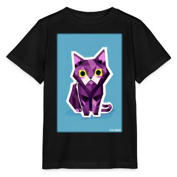Katze Kater Polygon Tier Stubentiger Haustier - Stanley/Stella Kinder T-Shirt MINI CREATOR  - Schwarz - Vorne - Mikhail (115cm)