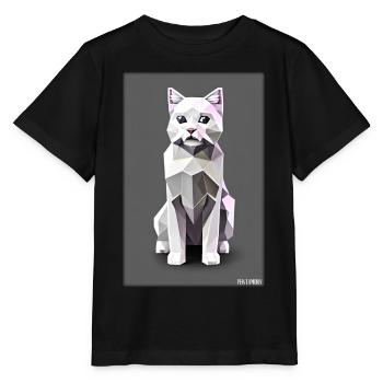 Katze Kater Polygon Tier Stubentiger Haustier - Stanley/Stella Kinder T-Shirt MINI CREATOR  - Schwarz - Vorne - Mikhail (115cm)
