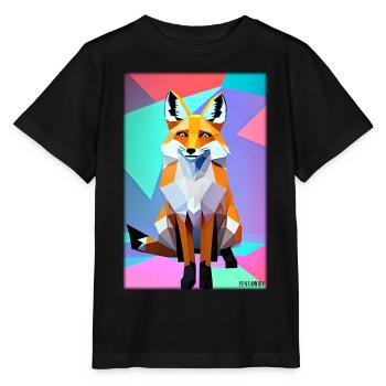 Fox Polygon Forest Dwellers Forest Animal Wilderness Animal - Stanley/Stella MINI CREATOR Kids’ T-Shirt - black - Front - Mikhail (115cm)