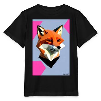 Fox Polygon Forest Dwellers Forest Animal Wilderness Animal - Stanley/Stella MINI CREATOR Kids’ T-Shirt - black - Front - Mikhail (115cm)