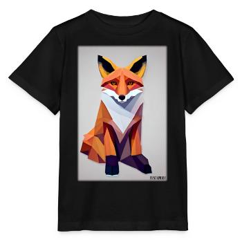 Fox Polygon Forest Dwellers Forest Animal Wilderness Animal - Stanley/Stella MINI CREATOR Kids’ T-Shirt - black - Front - Mikhail (115cm)