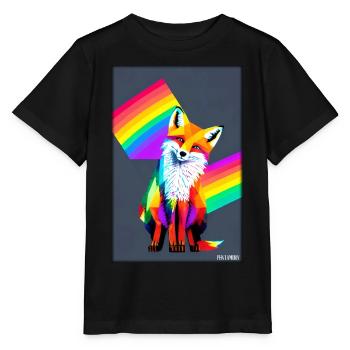 Fox Polygon Forest Dwellers Forest Animal Wilderness Animal - Stanley/Stella MINI CREATOR Kids’ T-Shirt - black - Front - Mikhail (115cm)