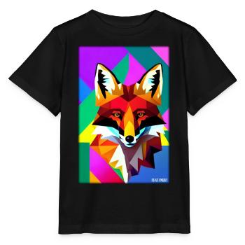 Fox Polygon Forest Dwellers Forest Animal Wilderness Animal - Stanley/Stella MINI CREATOR Kids’ T-Shirt - black - Front - Mikhail (115cm)