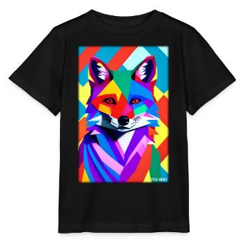 Fox Polygon Forest Dwellers Forest Animal Wilderness Animal - Stanley/Stella MINI CREATOR Kids’ T-Shirt - black - Front - Mikhail (115cm)