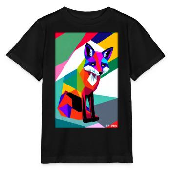 Fox Polygon Forest Dwellers Forest Animal Wilderness Animal - Stanley/Stella MINI CREATOR Kids’ T-Shirt - black - Front - Mikhail (115cm)