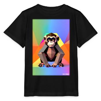 Singe Polygone Animaux Wilderness Zoo Afrique Safari - T-shirt bio MINI CREATOR Stanley/Stella Enfant - noir - Devant - Mikhail (115cm)