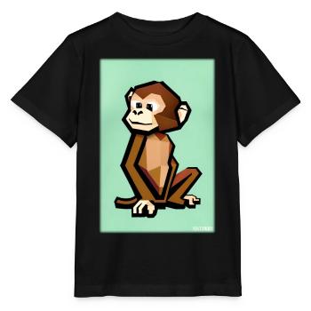 Singe Polygone Animaux Wilderness Zoo Afrique Safari - T-shirt bio MINI CREATOR Stanley/Stella Enfant - noir - Devant - Mikhail (115cm)