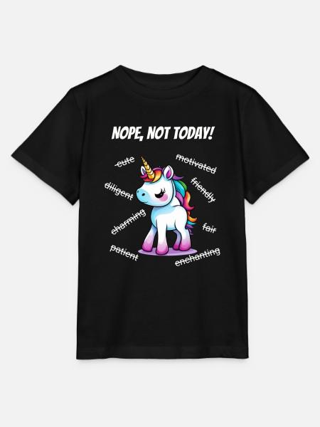 Nope, not today -unicorn (white) - Stanley/Stella Kinder T-Shirt MINI CREATOR - Schwarz