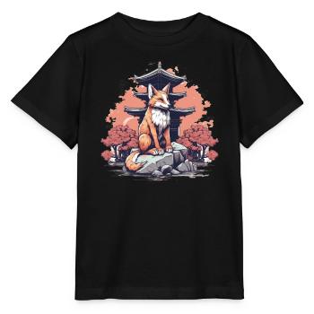 Fox Japan Inari Temple Kami Nippon Shinto - Stanley/Stella MINI CREATOR Kids’ T-Shirt - black - Front - Mikhail (115cm)