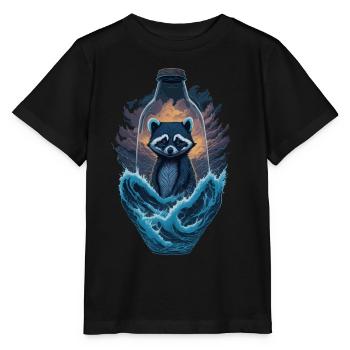 Waschbär Flasche - Stanley/Stella Kinder T-Shirt MINI CREATOR  - Schwarz - Vorne - Mikhail (115cm)