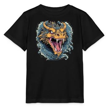 Drache mystisch Lindwurm Monster Ungeheuer Biest - Stanley/Stella Kinder T-Shirt MINI CREATOR  - Schwarz - Vorne - Mikhail (115cm)