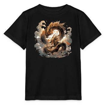 Drache mystisch Lindwurm Monster Ungeheuer Biest - Stanley/Stella Kinder T-Shirt MINI CREATOR  - Schwarz - Vorne - Mikhail (115cm)