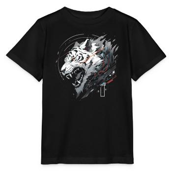 Mecha Tier Tiger Wolf Fuchs Dino Bär Cyborg - Stanley/Stella Kinder T-Shirt MINI CREATOR  - Schwarz - Vorne - Mikhail (115cm)