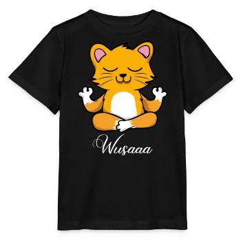 Auszeit Durchatmen Wusaaa Katze - Stanley/Stella Kinder T-Shirt MINI CREATOR  - Schwarz - Vorne - Mikhail (115cm)