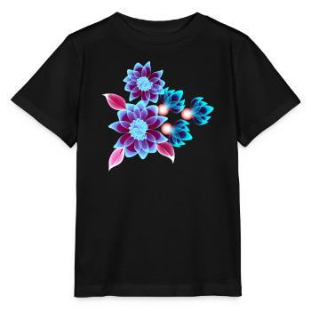 Hypnotische Blumen - Neonblumen - Stanley/Stella Kinder T-Shirt MINI CREATOR  - Schwarz - Vorne - Mikhail (115cm)