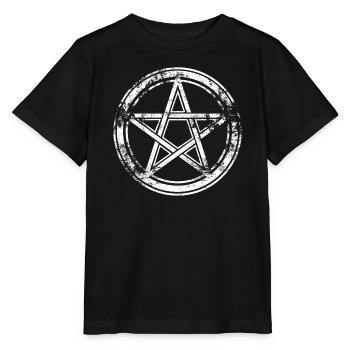 Pentagram - 666 - Satan - Stanley/Stella Kinder T-Shirt MINI CREATOR  - Schwarz - Vorne - Mikhail (115cm)