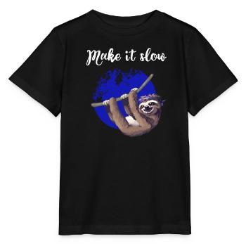 sloth make it slow paresseux lent Nerd pc chill - T-shirt bio MINI CREATOR Stanley/Stella Enfant - noir - Devant - Mikhail (115cm)