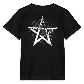 weißes Pentagramm mit Strahlen - Stanley/Stella Kinder T-Shirt MINI CREATOR  - Schwarz - Vorne - Mikhail (115cm)