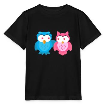 Kindermotiv verliebt Eulen Kindershirt Eule - Stanley/Stella Kinder T-Shirt MINI CREATOR  - Schwarz - Vorne - Mikhail (115cm)