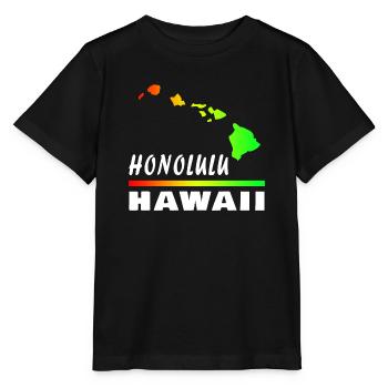 Hawaii Honolulu with Map / Gift Map - Stanley/Stella MINI CREATOR Kids’ T-Shirt - black - Front - Mikhail (115cm)