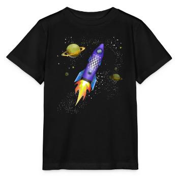 Fusée dans l'espace - T-shirt bio MINI CREATOR Stanley/Stella Enfant - noir - Devant - Mikhail (115cm)