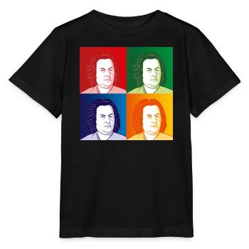 Johann Sebastian Bach in cartoon style - Stanley/Stella MINI CREATOR Kids’ T-Shirt - black - Front - Mikhail (115cm)