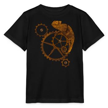Steampunk Chamäleon - Stanley/Stella Kinder T-Shirt MINI CREATOR  - Schwarz - Vorne - Mikhail (115cm)