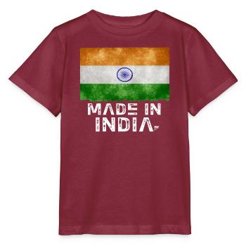 Made in India Flag Stencil Tee - Stanley/Stella Kinder T-Shirt MINI CREATOR  - Burgunderrot - Vorne - Kain (125cm)