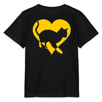 Chat chat minou cadeau coeur - T-shirt bio MINI CREATOR Stanley/Stella Enfant - noir - Devant - Mikhail (115cm)