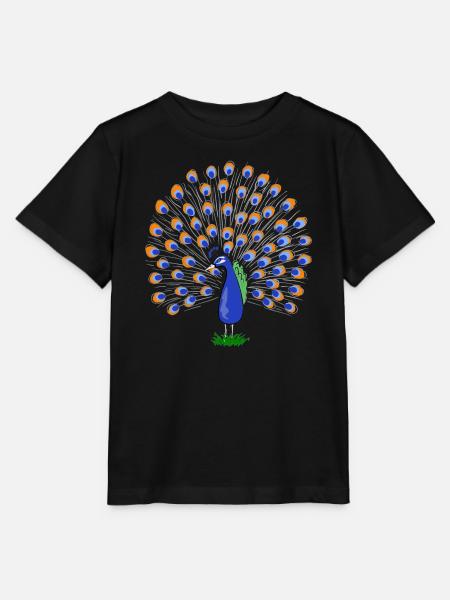 Bunte Pfauenfeder Illustration - Stanley/Stella Kinder T-Shirt MINI CREATOR  - Schwarz