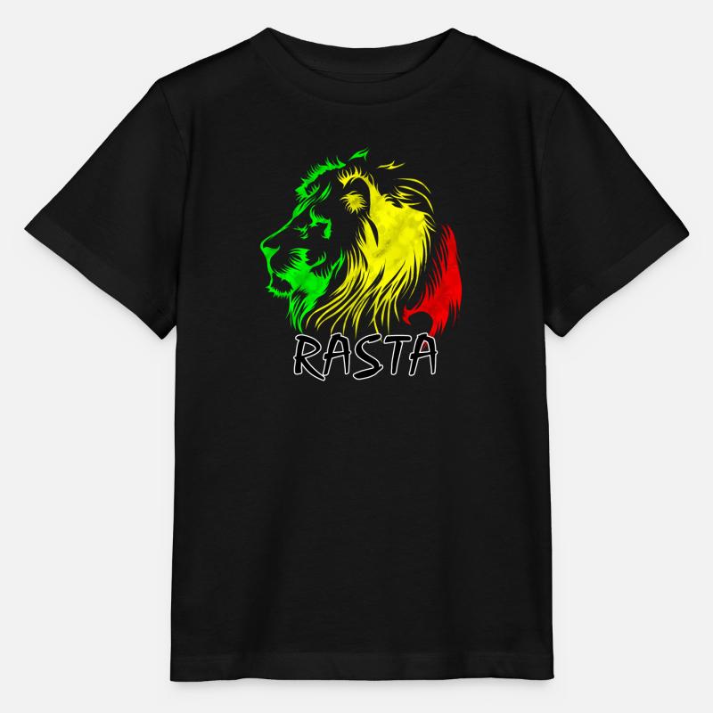 Lion rasta : style vert-jaune-rouge - T-shirt bio MINI CREATOR Stanley/Stella Enfant - noir